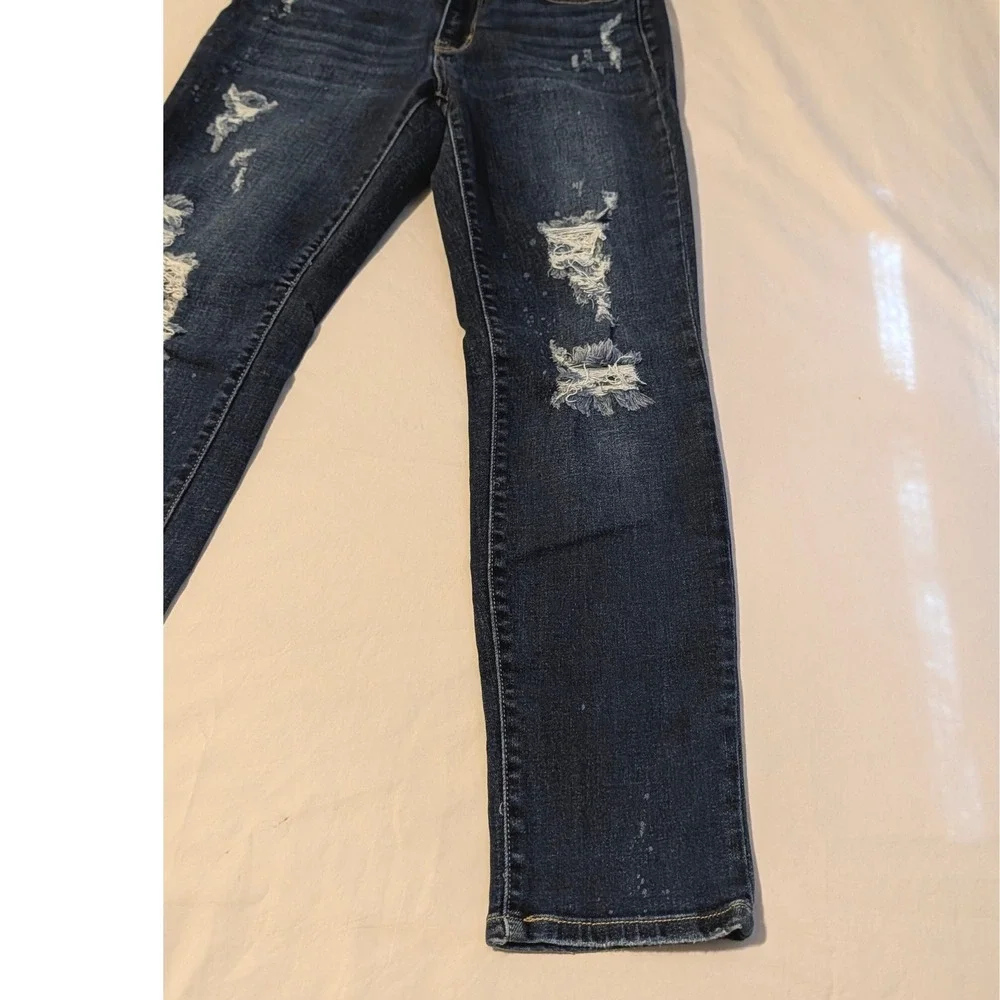 Judy Blue Distressed Boyfriend Jeans Dark Wash Paint Splatter Women's Size 3/26